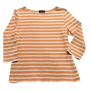 Saint James Shirt Women’s Breton Peach Cream Stripe 3/4 Sleeve